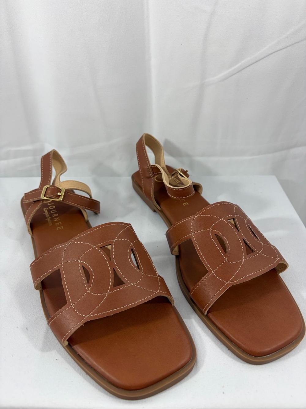 NWT Journee Women's Size 8.5 Brown Slingback Sandals